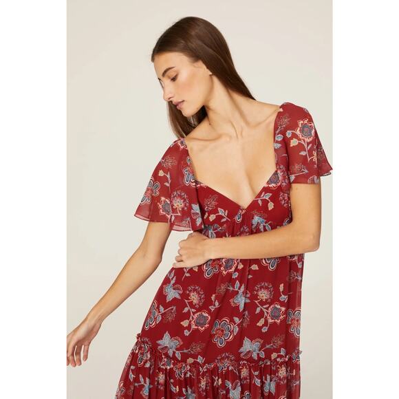 Sachin & Babi Red Floral Kara Maxi Dress Size 12 - Picture 2 of 14